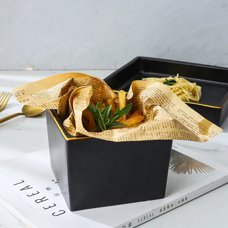 Wholesale Light Luxury Black Tableware wWith Phnom Penh Dishwasher Usable Wedding Hotel Ceramic Tableware Set