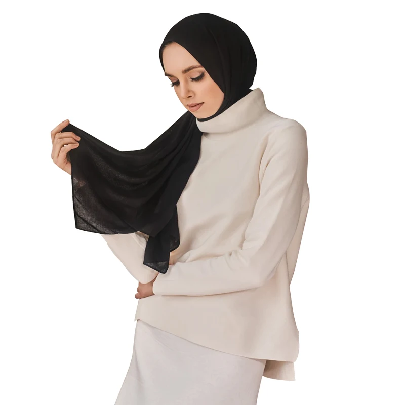 2021cotton and linen shawl hijab women modal indian cotton scarf  breathable small cotton scarf solid color gift set scarf