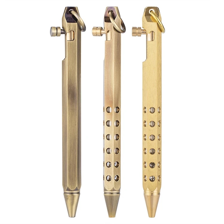 Six-edged Brass Retro Gun Bolt Creative Metal Signature Outdoor Personal Defense Tactical pen