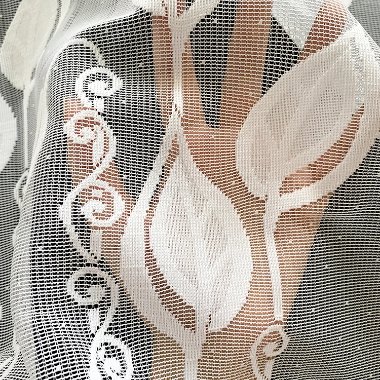 Cheap gauze white knit mesh plain 100% Polyester window voile curtain sheer fabric