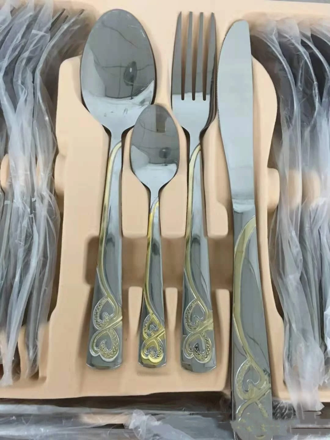 Stainless Steel Knife, Fork and Spoon Set Western Tableware High-end Hotel Restaurant Gift Box Wooden Box 72 Sets