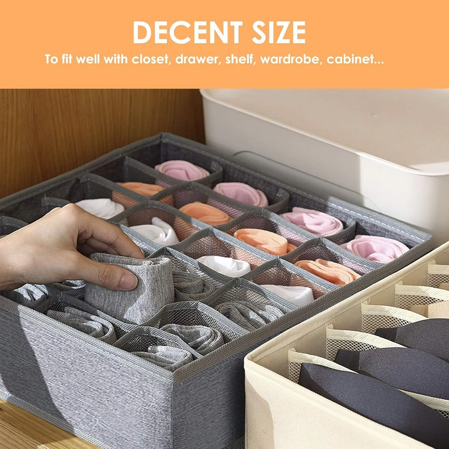 Foldable 64 Cell Fabric Collapsible Cabinet Closet  3 Pack Sock Ties Underwear Organizer With Dividers Organizers Storage Boxes