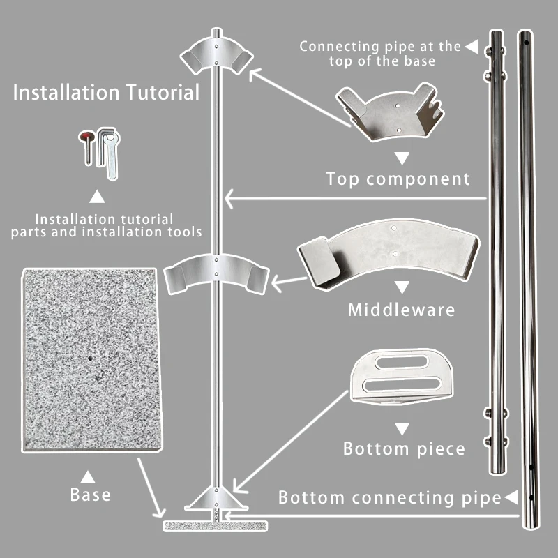304 stainless steel Pizza peels rack with marble pole single side pizza brush pizza Peel kit with freestanding tools holder