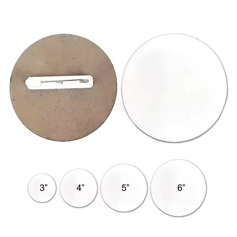 FastSub MDF Custom 3/4/5/6 Inch Round Sublimation Botton Name Pin Badges Waiter ID Name Tag