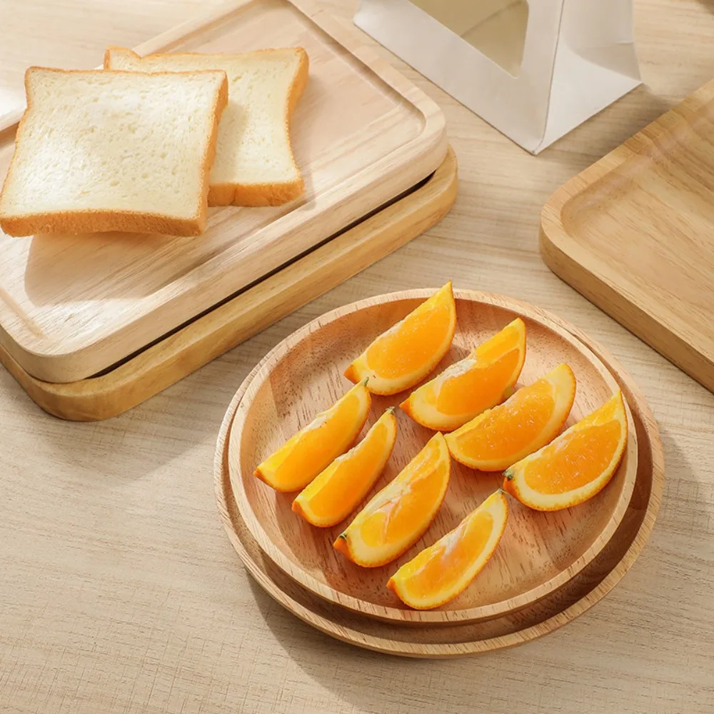 Eco Friendly Customized Restaurant Food Serving Tray Tea Fruit Wood Plates Hotel Breakfast Bamboo Wooden Tray