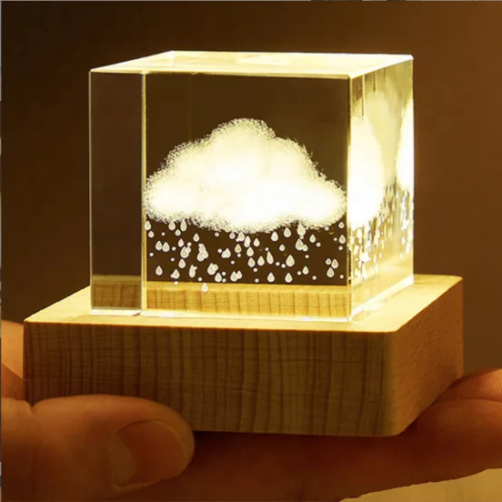 KS-002 top quality crystal cube inside carving Taj Mahal paperweight