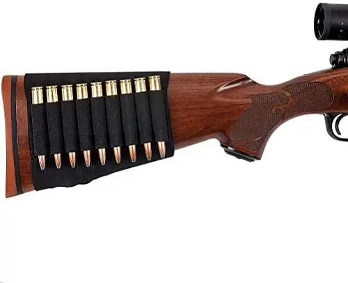 Tactical 9 Rounds Shells Shotgun Holder Cartridges Ammo Carrier Bullet Pouch Elastic Butt Stock Hunting Rifle Accessories