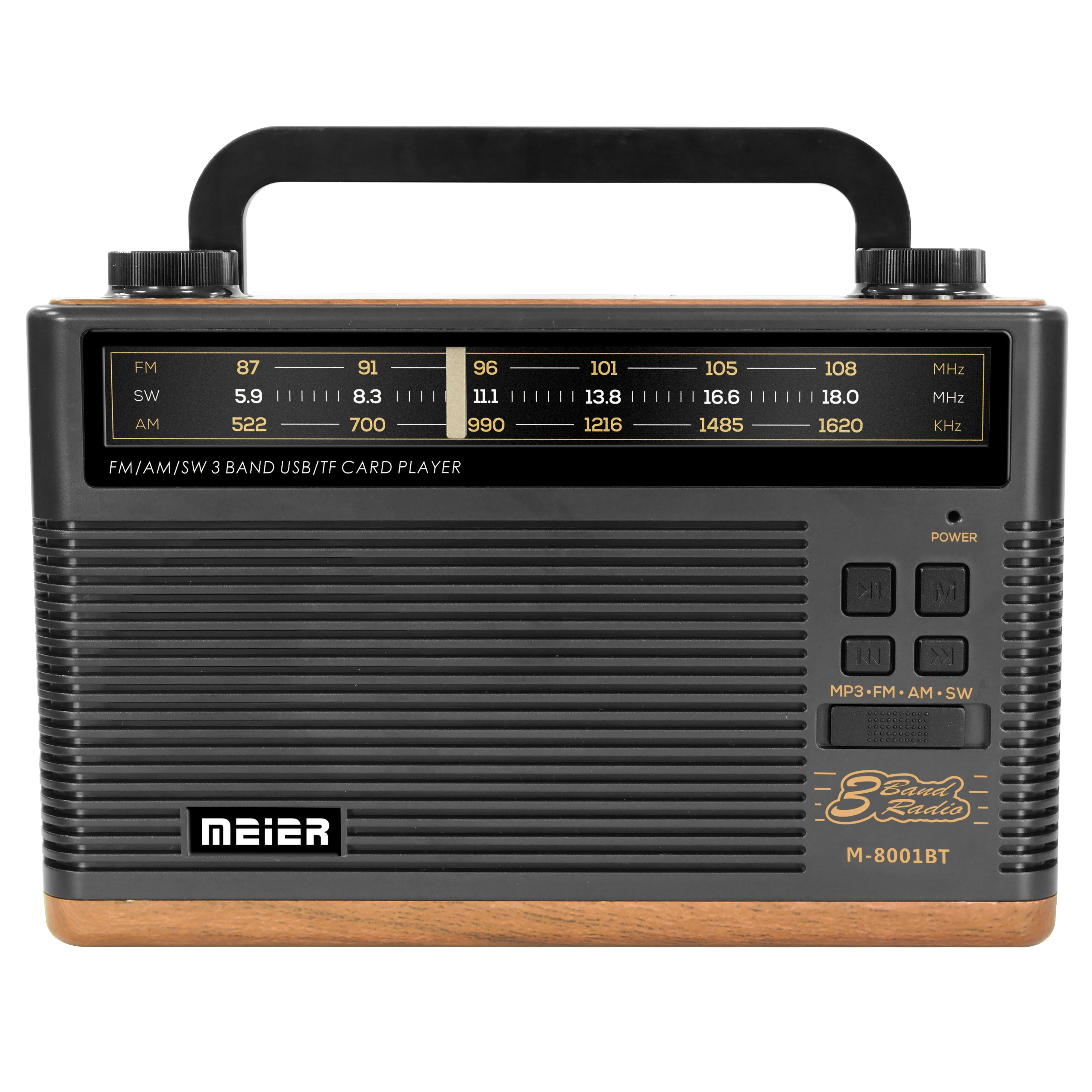 Радио с подзарядкой usb tf музыкальный плеер fm am sw 3 диапазонное радио с BT, фонарик, M-8001BT