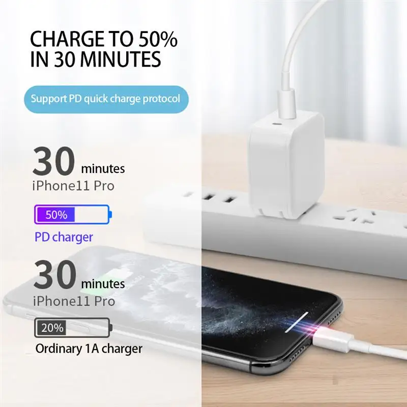 1 м 2 18 Вт 20 PD Usb C зарядный кабель быстрое зарядное устройство для IPhone 12 11 Pro XS Max XR 10 X Type к lighting