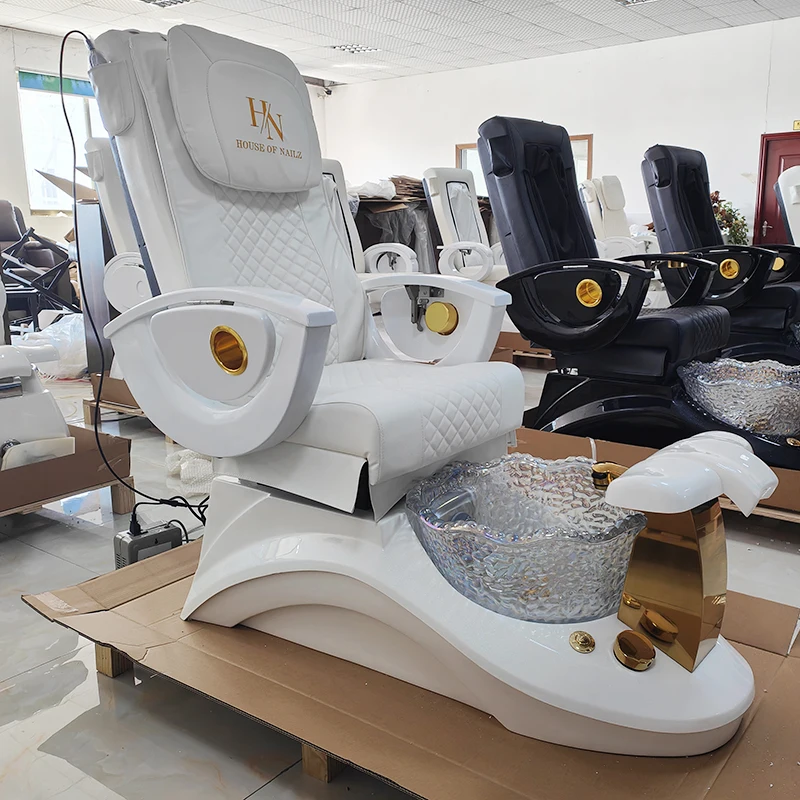 Modern reclining nail salon spa manicure chair electric massage foot care pedicure chair with draining pump