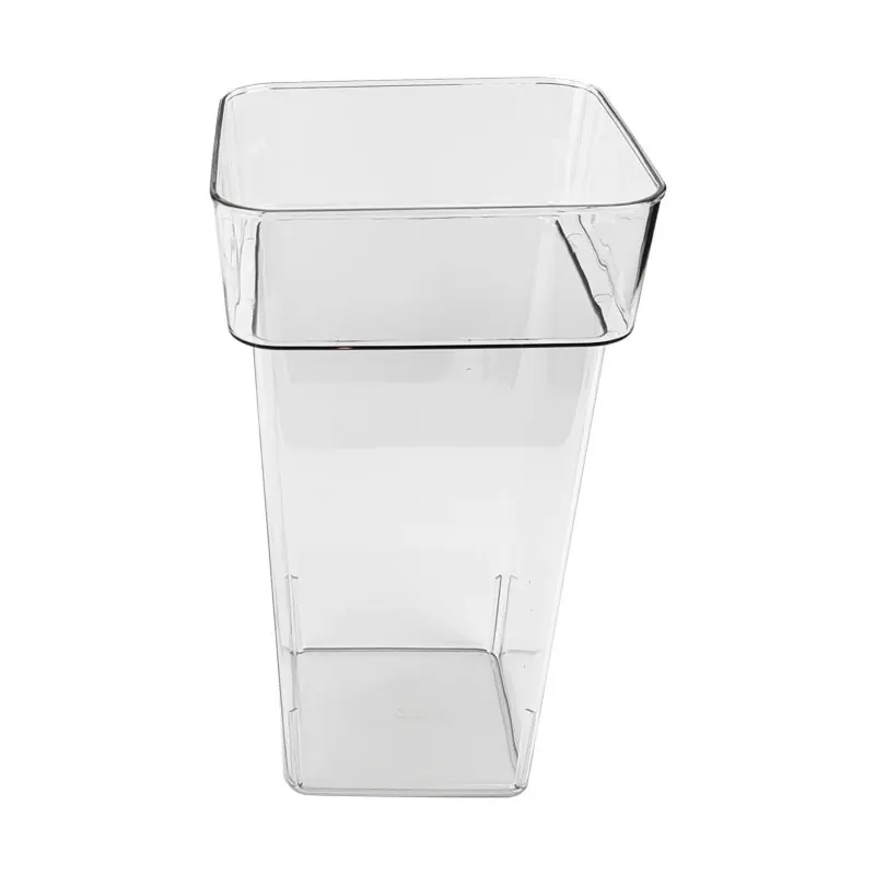 Changyi Transparent Waterproof Rose Bouquet Flower Bucket Holland Square Design Plastic Vase for Home Decoration for Wedding