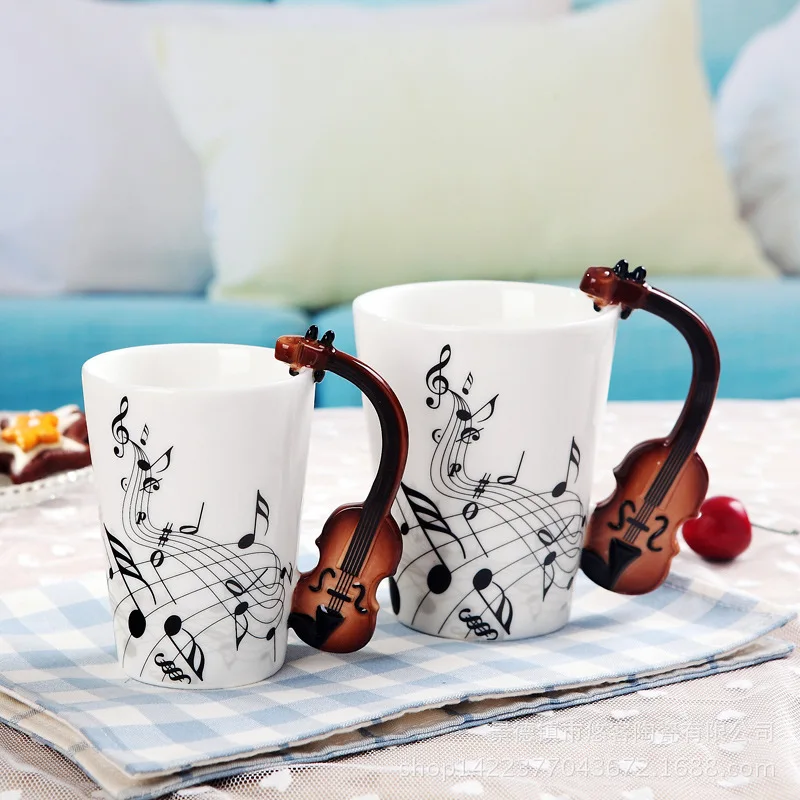 Music Score Water Cup Milk Coffee Gift Mugs 400ml New Ceramic Music Cup Mug Student Couple Guitar Musical Instrument Cup