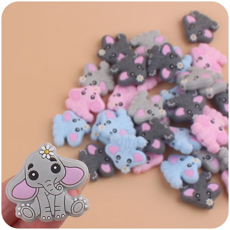 Hot Sale Elephant Shape Necklace Jewelry Making Baby Teether Bead Diy Craft Garland Keychain Bracelet Silicone Focal Beads