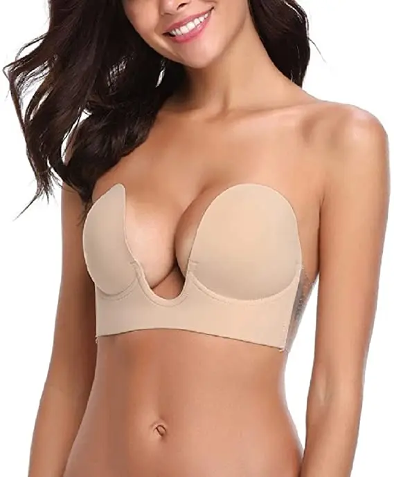 Womens Reusable Invisible Magic Strapless Self Adhesive Push-up Bra Stick On Gel Backless Silicone Bras