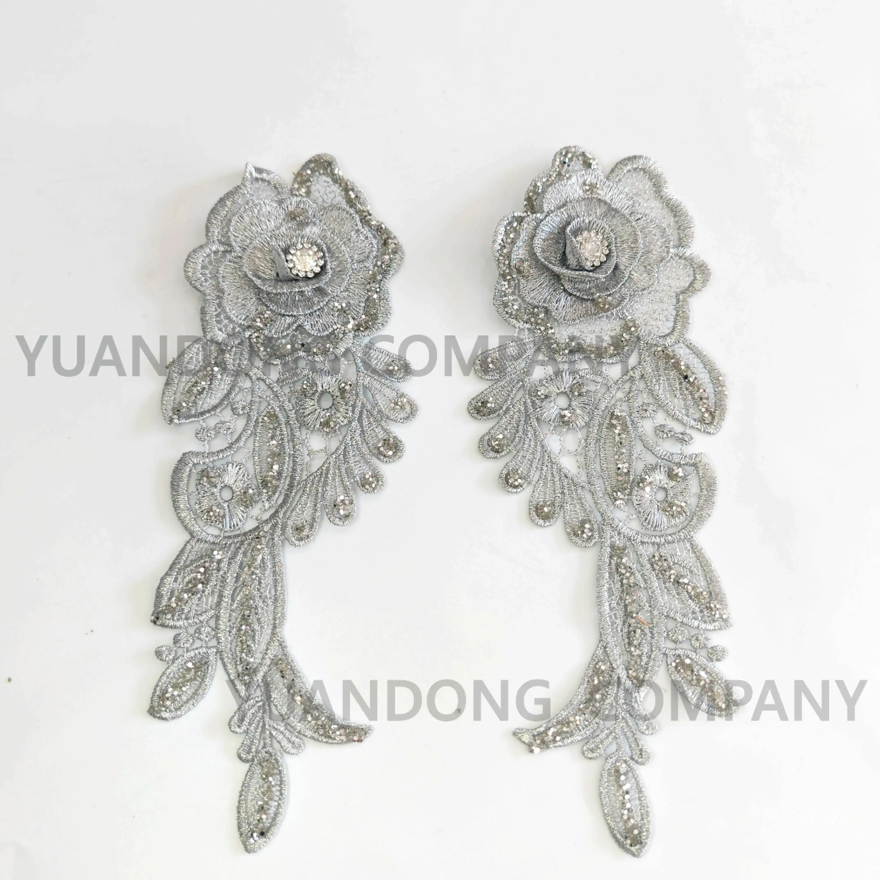 Most popular Hand-made Applique Flowers beads high quality Sequins Lace Applique For sewing