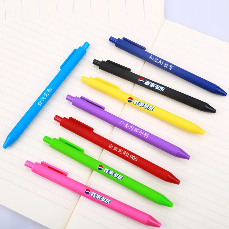 Plunger Action Innovative Product Ideas Gift Pens Plastic Ballpoint Pen With Custom Logo Spray Glue