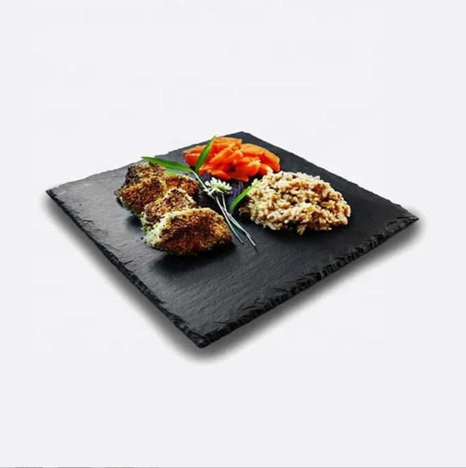 Natural slate plate black slate cheese board serving tray with handles