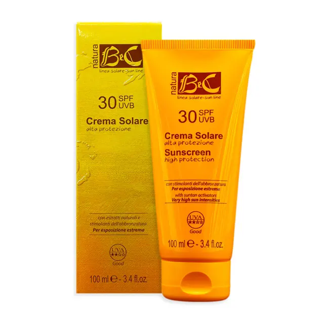 
 Солнцезащитный крем с высокой защитой (SPF30) - BeC Nature SUN CARE-итальянский органический солнцезащитный крем  
