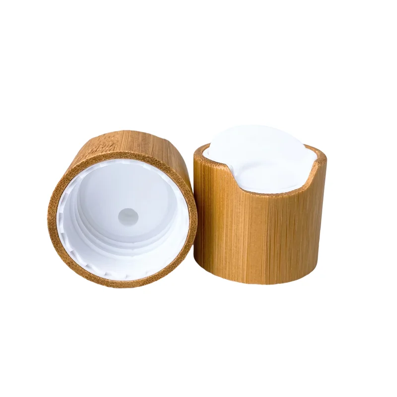 Free Sample 24/410 28/410 bamboo disc top cap custom logo printing screw bottle cap eco-friendly wooden lid