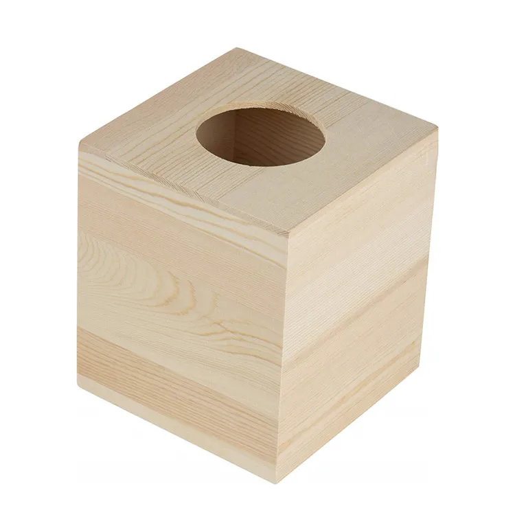 Factory wholesale cheap unpainted natural wooden tissue box cover unfinished