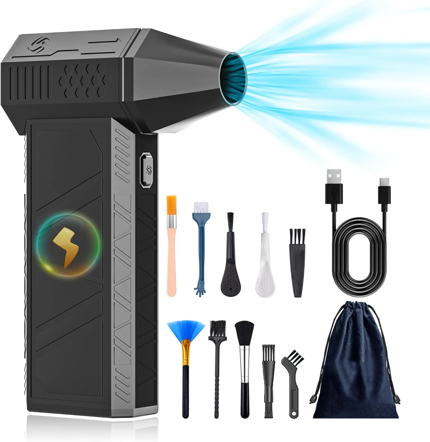 Compressed Air Duster - 150000RPM Rechargeable Cordless Jet Dry Blower Air Blower for Cleaning Keyboard&PC 3 Gears Adjustable