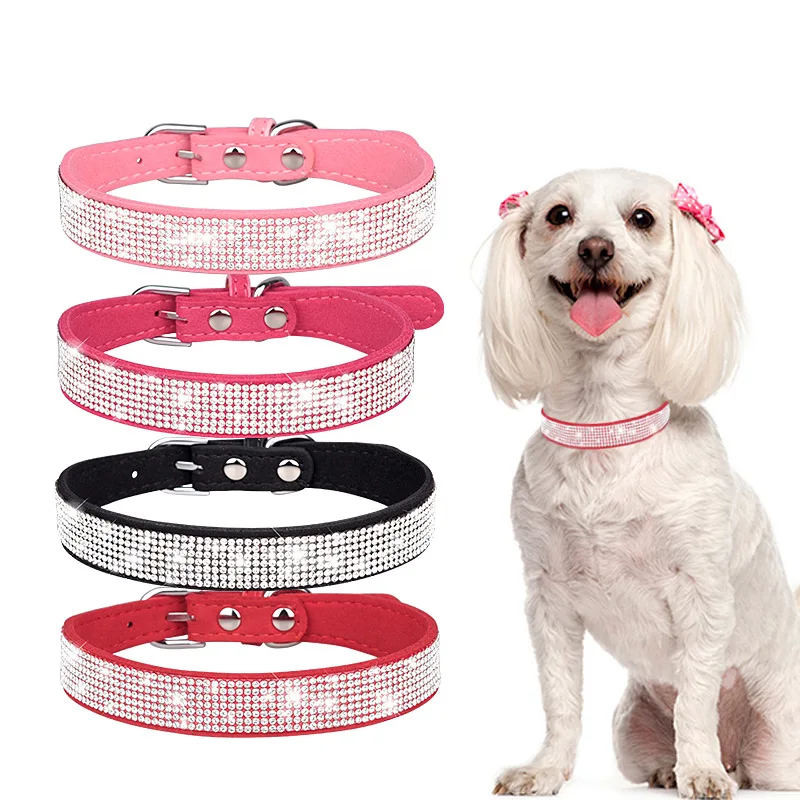 Rhinestone Dog Collar for Small Medium Dogs Collar for Girl Female Dogs Flower Puppy Collar for Puppy Necklace and Leash