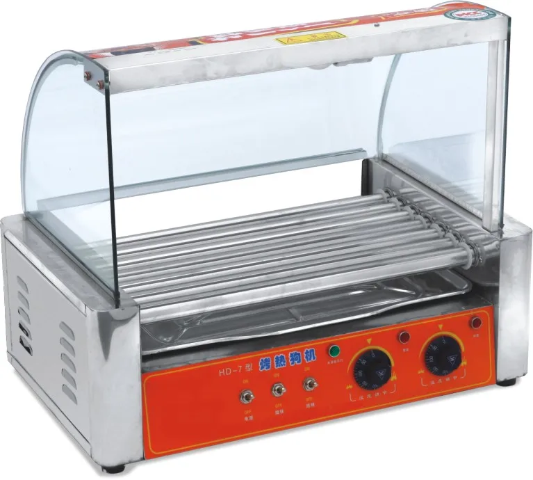 Commercial Sausage Food 7-Roller hot dog making machine stainless steel  hot dog roller and bun warmer