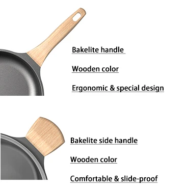 BESCO OEM Escalation series scanpan light crepe pan handle with black soft touch Bottom with engraved logo non stick omlet pan