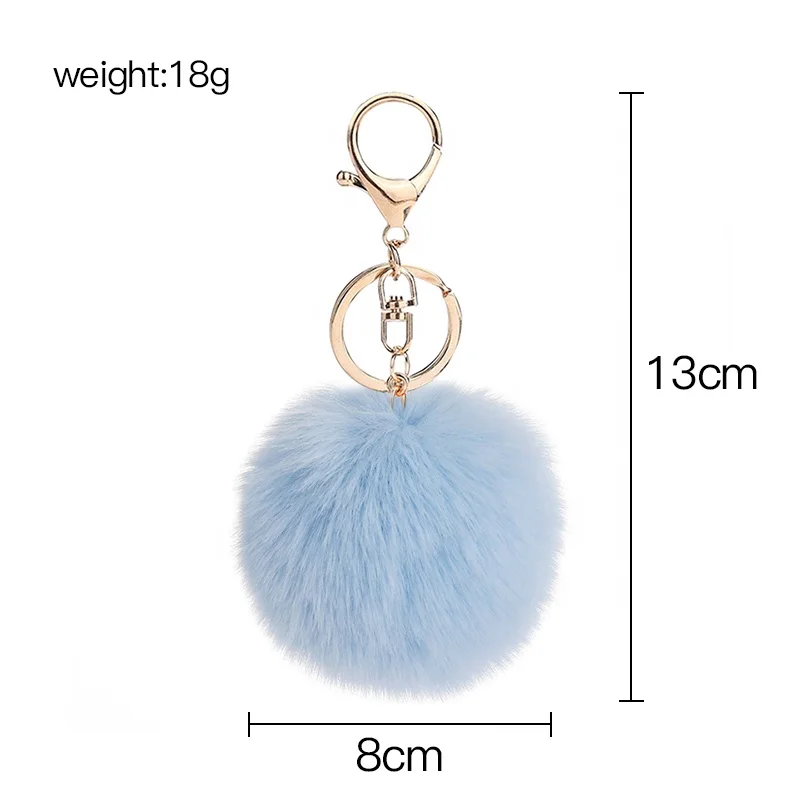 Furry Puff Ball Faux Rabbit Pink Fur Ball Pom Pom Keychain For Women And Girls