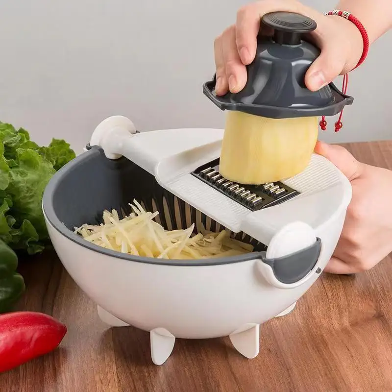 Hot sale 9 in 1 vegetable chopper bowl and colander set with multifunction cutter slicer kitchen tool drain basket