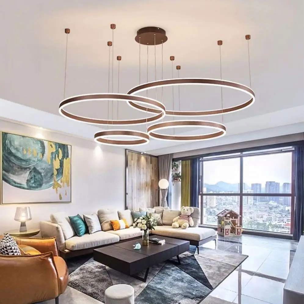 Simple High Quality Ceiling Contemporary Circle 4 Rings Indoor LED Chandelier Modern