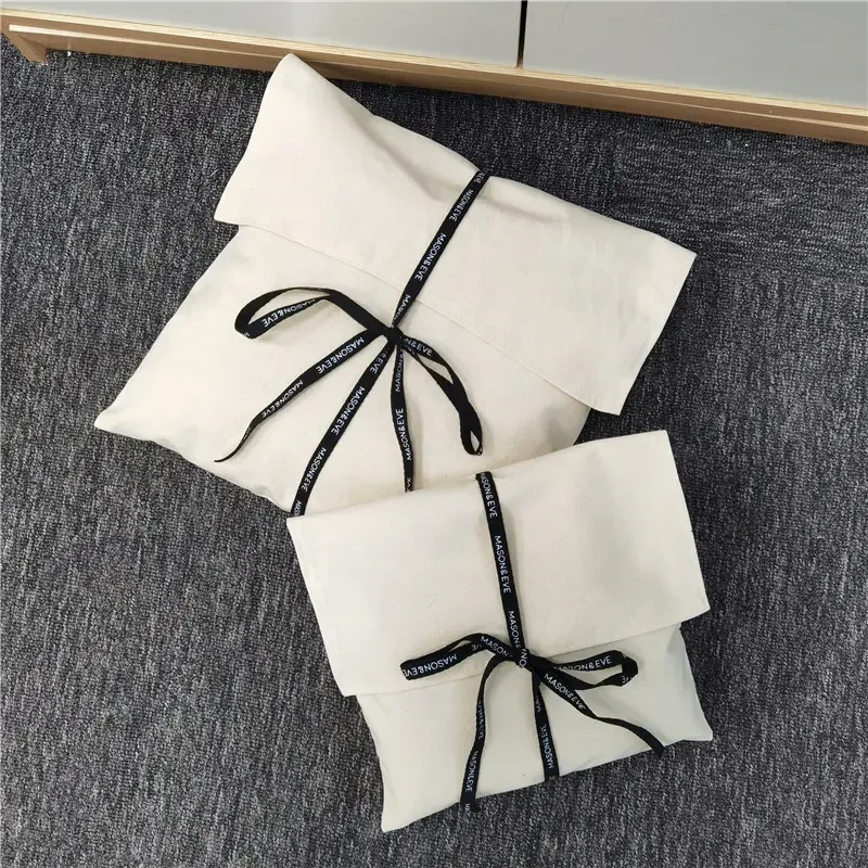 Hot Sale Large Organic Cotton Muslin Envelope Bag Pouch For Handbag Custom Logo Printed Cotton Envelope Dust Gift Bag