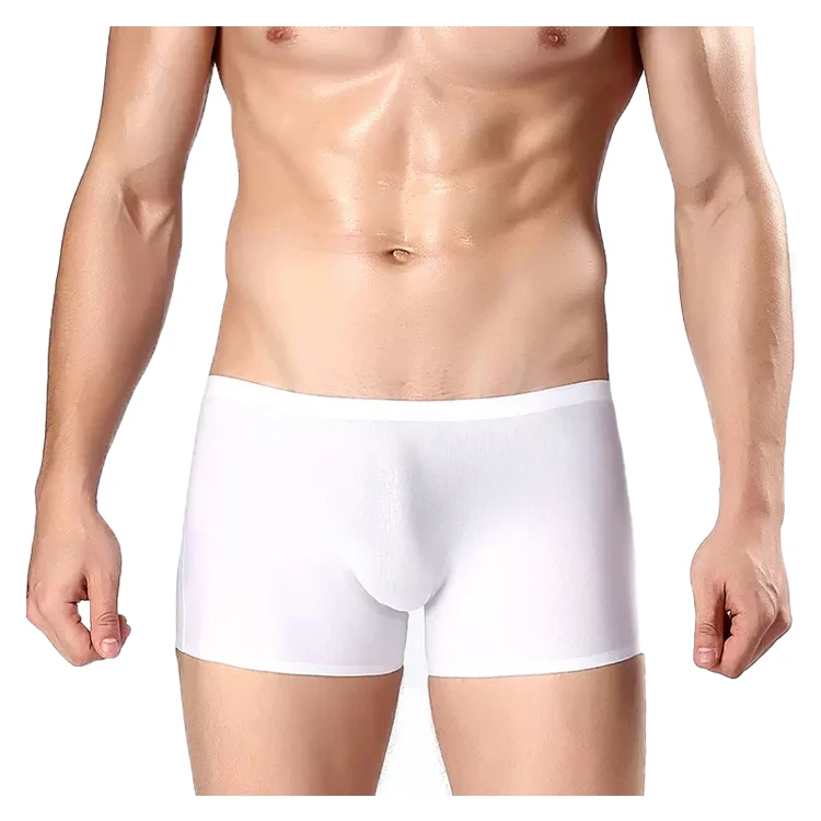 Hot Sale Mens Underwear Solid White Underwear Men Boxer Briefs High Elastic Men Boxers