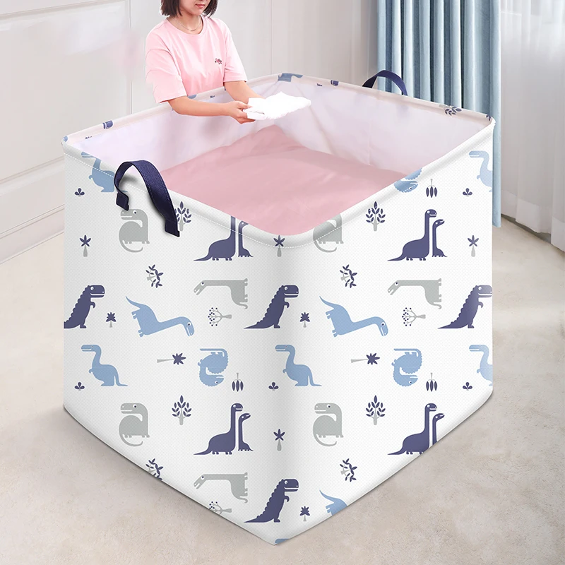 Large Capacity Cotton Dirty Clothes Storage Basket Round Folding Bundle Mouth Laundry Basket Clothes Toy Basket Organizer