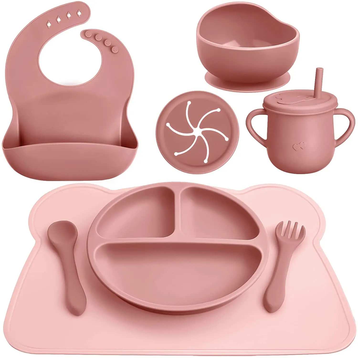 Ebay Hot Selling Silicone Baby Feeding Set BPA Free Eco-friendly Colorful Tableware  Suction Bowl