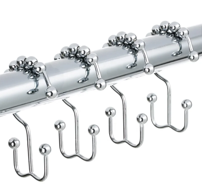
Shower Curtain Hooks, Stainless Steel Rust-Resistant Anti-Drop Double Head Shower Hooks Rings for Bathroom 