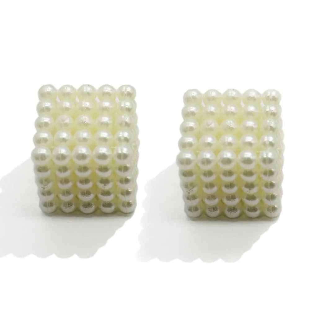 12mm 14mm 18mm Cube ABS Beige Plastic Cube Shaped Bead Pearl Beads With Hole For DIY Craft Making