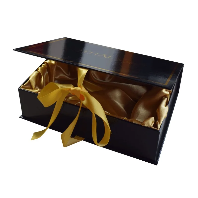 Momei Custom Design Wig Ribbon Can Be Tied With A Bow Cardboard Flap Box Book Gift Box