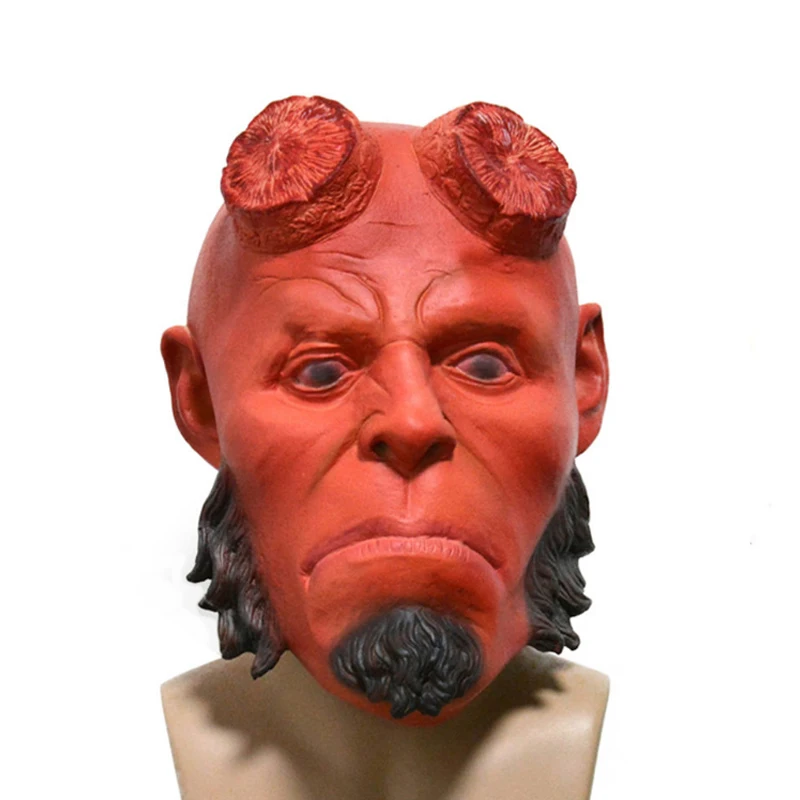 
Halloween Superhero Hellboy Latex Mask Adult Masquerade Silicone Rubber Full Face Red Horror Masks Party Cosplay Props 