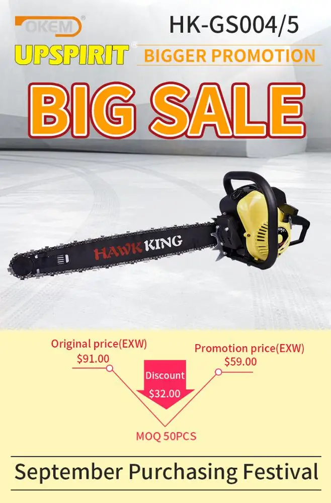 Super september quick shipping China profession big portable petrol chain saw wood cutting machine