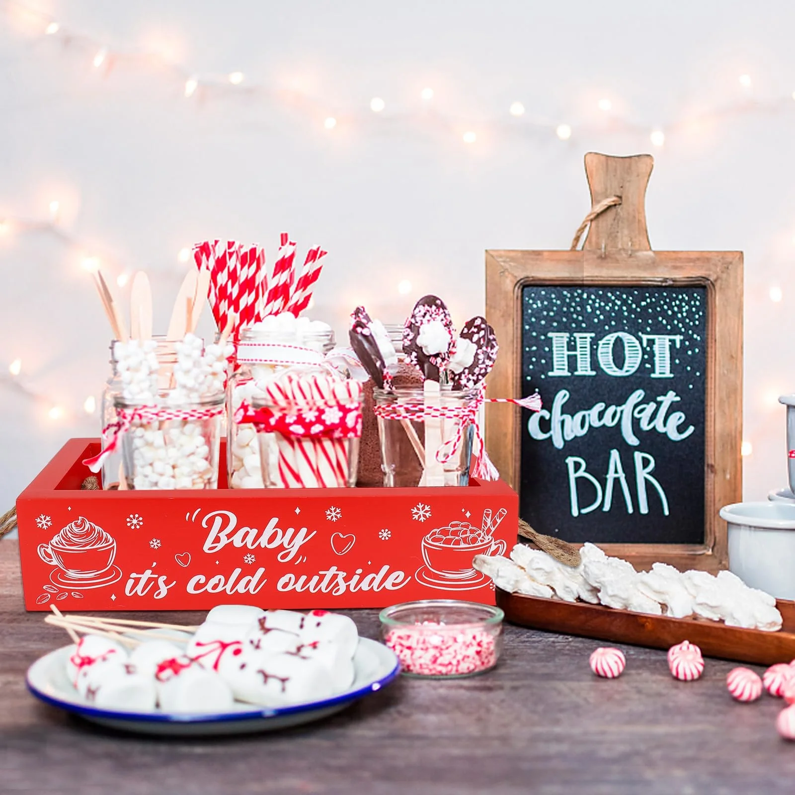 Custom hot-selling best Cacao wooden storage boxes decorated with magenta red for the Christmas holidays Christmas Wood Gift Box