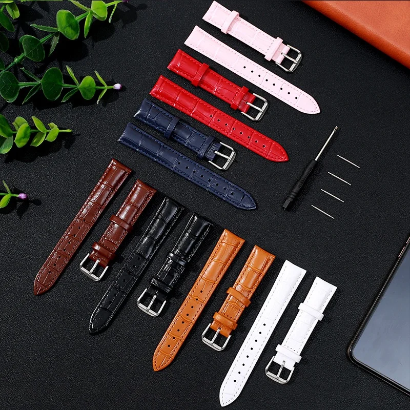 For huawei watch Wholesale Soft Genuine  Leather Strap Slub Pattern Smart Watch Strap for apple watch