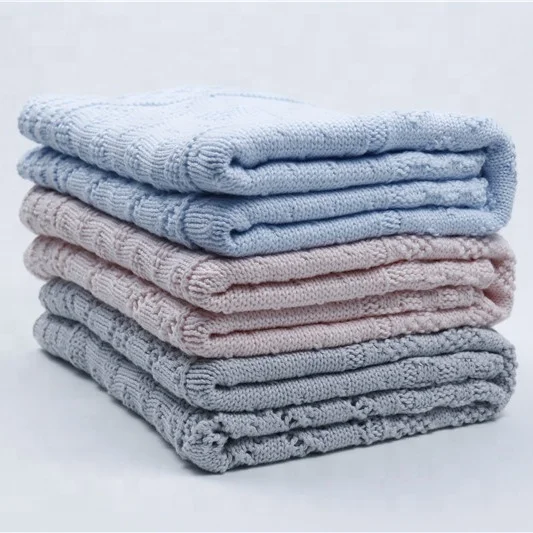 High quality cozy organic 100% cotton handmade knitted blanket