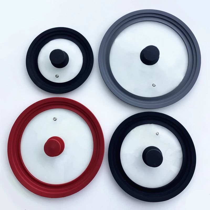 Multifunctional Tempered Glass Lid Pot Explosion-Proof Drop-Proof Visualization Silicone Edge Kitchen Utensils Cookware Parts