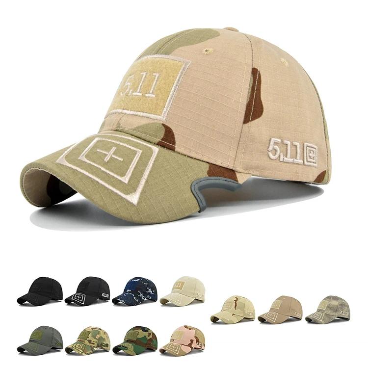 Versatile Sunshade Camouflage Baseball Cap Curved Brim 511 Embroidery 6 Panel High Quality Snapback Cap