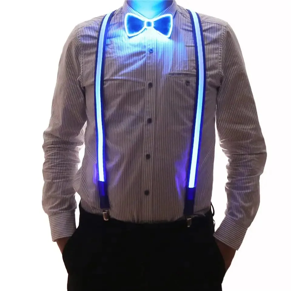 Cheap LED Glow Light Up Suspender Trouser Braces Y Shape Suspenders for Men Women Party Bar Costume Supplies