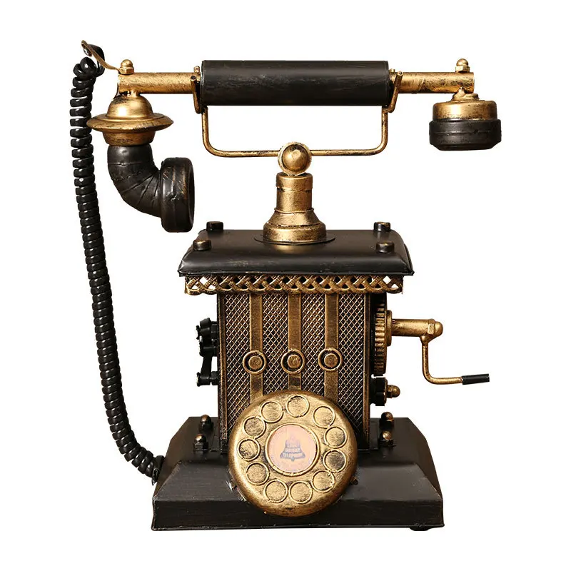 2408 guxiang retro iron telephone ornaments antique to do old fashioned hand model room window decoration wholesale