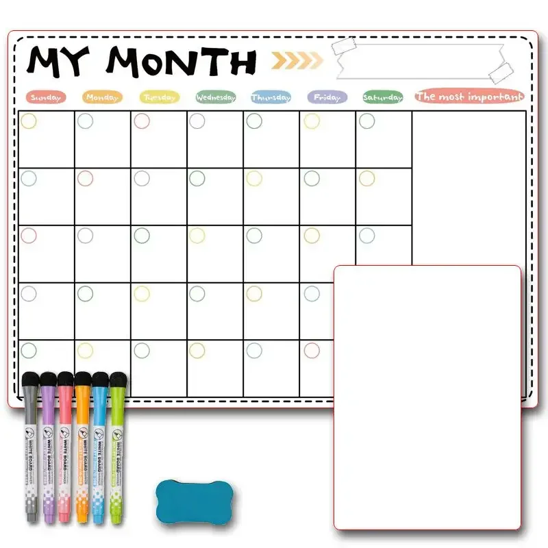 Monthly Planner Dry Erase Boards Fridge Calendar Magnetic Board Whiteboard with Thickened Magnet for Wall Hanging