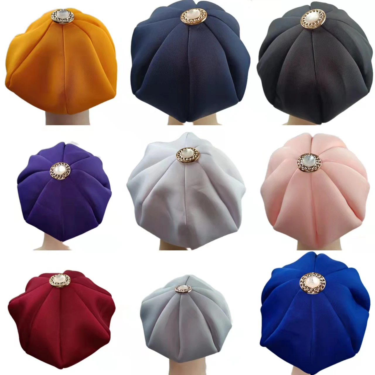 Factory new arrival pumpkin beanie bonnet space layer Muslim hijab hat for women