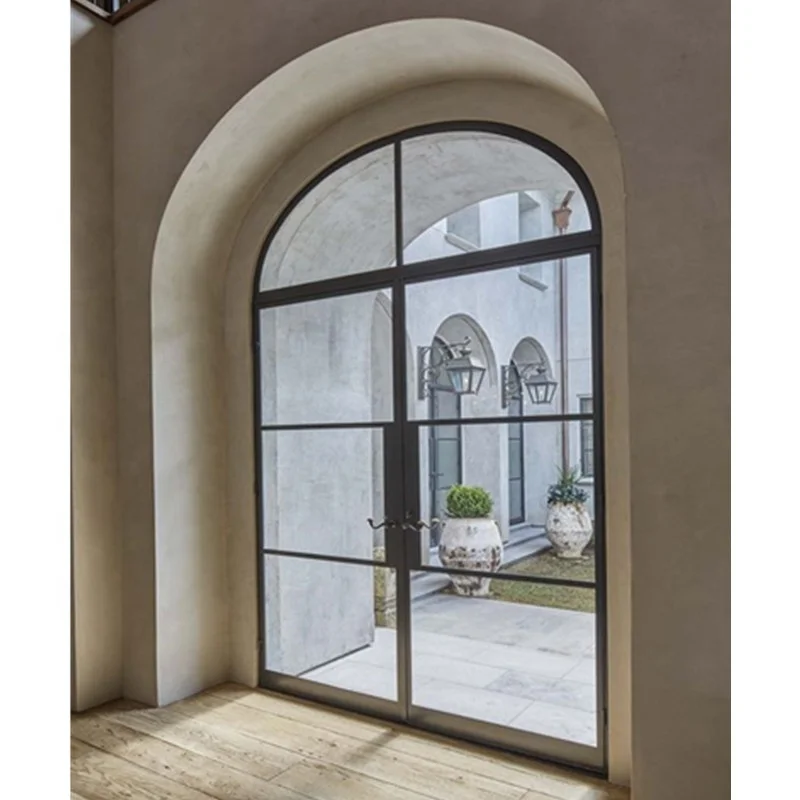 Custom Made Wrought Iron Doors Exterior French Safety Glass Steel Door